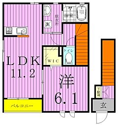ヴェルデM 1LDKの間取図画像
