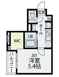 プラフィド 1Kの間取図画像