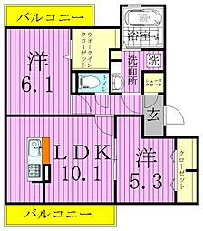 グランドゥールシャルマン 2LDKの間取図画像