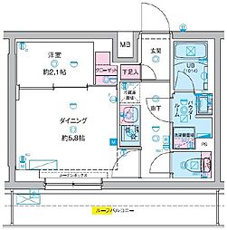 GENOVIA竹ノ塚 1DKの間取図画像