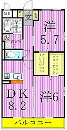 Dearcourt 2DKの間取図画像