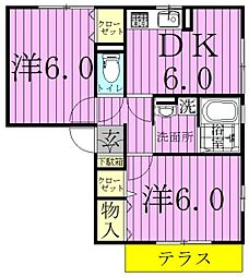 ピアドール 2DKの間取図画像