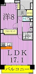 ロイヤルパークス新田 1LDKの間取図画像