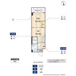 アーバハイツ六町環七北通り 1DKの間取図画像
