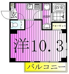 オプンティア大師前 1階1Kの間取り