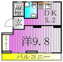 いろどりの杜 4階1DKの間取り