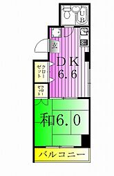 ドエル・サツミ 2階1DKの間取り