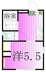 アーク・K 2階ワンルームの間取り