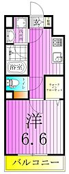 フィレール南千住 2階1Kの間取り