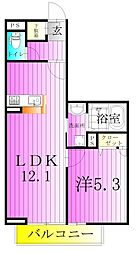 グラナーデ扇III 1階1LDKの間取り