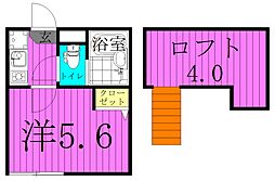 Well-being江北 2階1Kの間取り