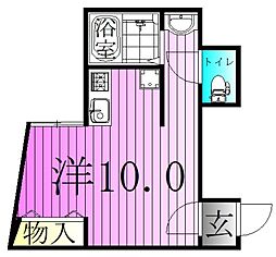 カシェット 1階ワンルームの間取り