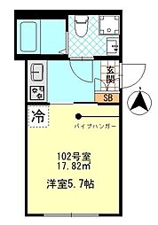 アンセス堀切菖蒲園 1階1Kの間取り