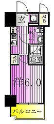 プラシア北千住 14階1Kの間取り
