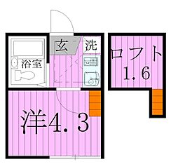 ソフィスター亀有 3階1Kの間取り