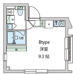 ブルーフェザーマンション 2階ワンルームの間取り