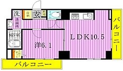 アビタ・ヴァン 3階1LDKの間取り