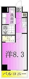 アルファコート綾瀬3 4階1Kの間取り