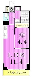 コンフォリア竹ノ塚イースト 7階1LDKの間取り