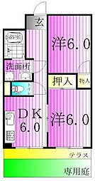 ニューサカエコーポ 1階2DKの間取り