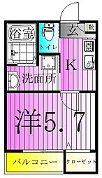 クォーク 2階1Kの間取り