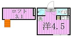 メゾン千住カルム 2階ワンルームの間取り
