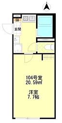 ルミナス千住大橋 1Kの間取図画像