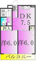 ジュネス東和第二 2DKの間取図画像
