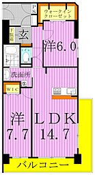 ロイヤルパーリスリバーサイド 2LDKの間取図画像