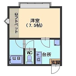 光陽コーポ 2階1Kの間取り