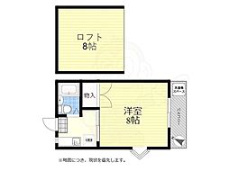 パルミナミ 2階1Kの間取り