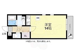 チェリーコートつつじが丘 2階ワンルームの間取り