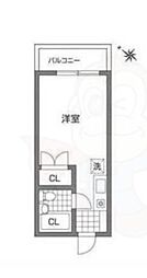 クレセントハイム 2階ワンルームの間取り