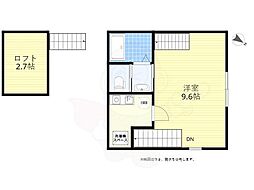 ラ・フェ―ヴ3 2階1Kの間取り
