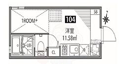 チトカラアパートメント 1階ワンルームの間取り