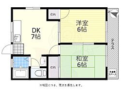 鈴木ハイツ 2DKの間取図画像