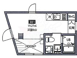 千歳烏山ヴィレッジN棟 1LDKの間取図画像