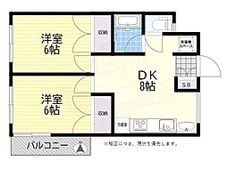 パークサイドハウス 2DKの間取図画像