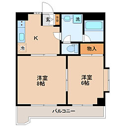 シエナ仙台1 2DKの間取図画像