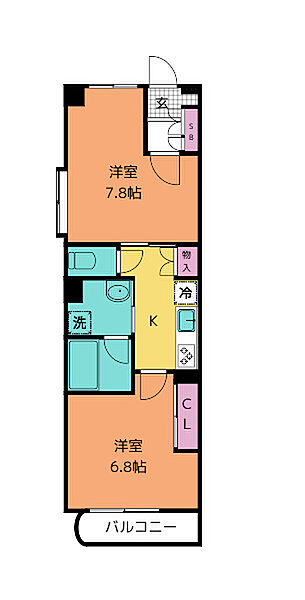 画像2:2K・40.32平米・南向き