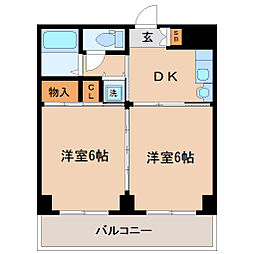 アルデール宮町 2DKの間取図画像