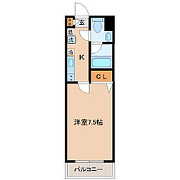 仙台市地下鉄東西線 川内駅 徒歩20分の賃貸マンション 4階1Kの間取り