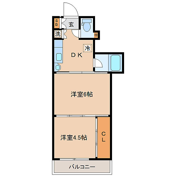 画像2:日当たり良好な南向き。二人入居可能です。