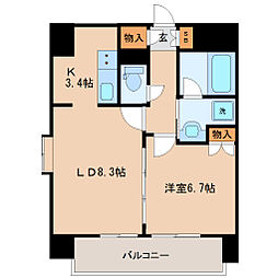 仙台市地下鉄東西線 大町西公園駅 徒歩7分の賃貸マンション 7階1LDKの間取り