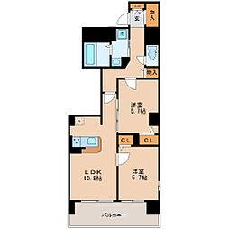 トラディション車町 2LDKの間取図画像