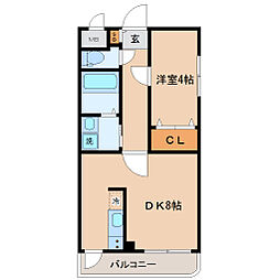 レーベンス柏木 3階1DKの間取り