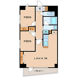 シンフォニー柏木 5階2LDKの間取り