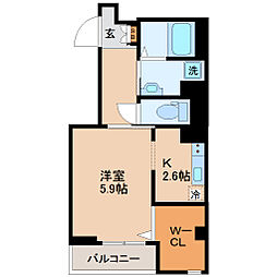 skye S1 4階ワンルームの間取り