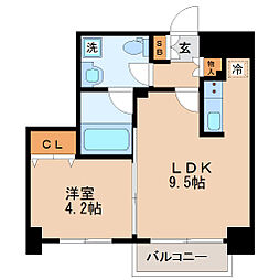KDXレジデンス一番町 1LDKの間取図画像