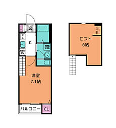 セラヴィ小田原 1階1Kの間取り